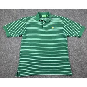 Masters Collection Polo Women L Green Striped Golf Short Sleeve Cotton 0112